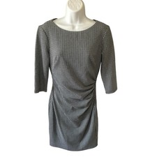Vtg Ralph Lauren Blk Wht Check fitted Stretch Dress Cocktail Business Women Sz4