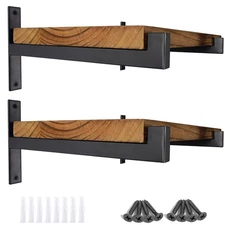 Shelf Brackets Heavy Duty 10 Inch Wall Mounted Industrial Metal Black 4 PCS