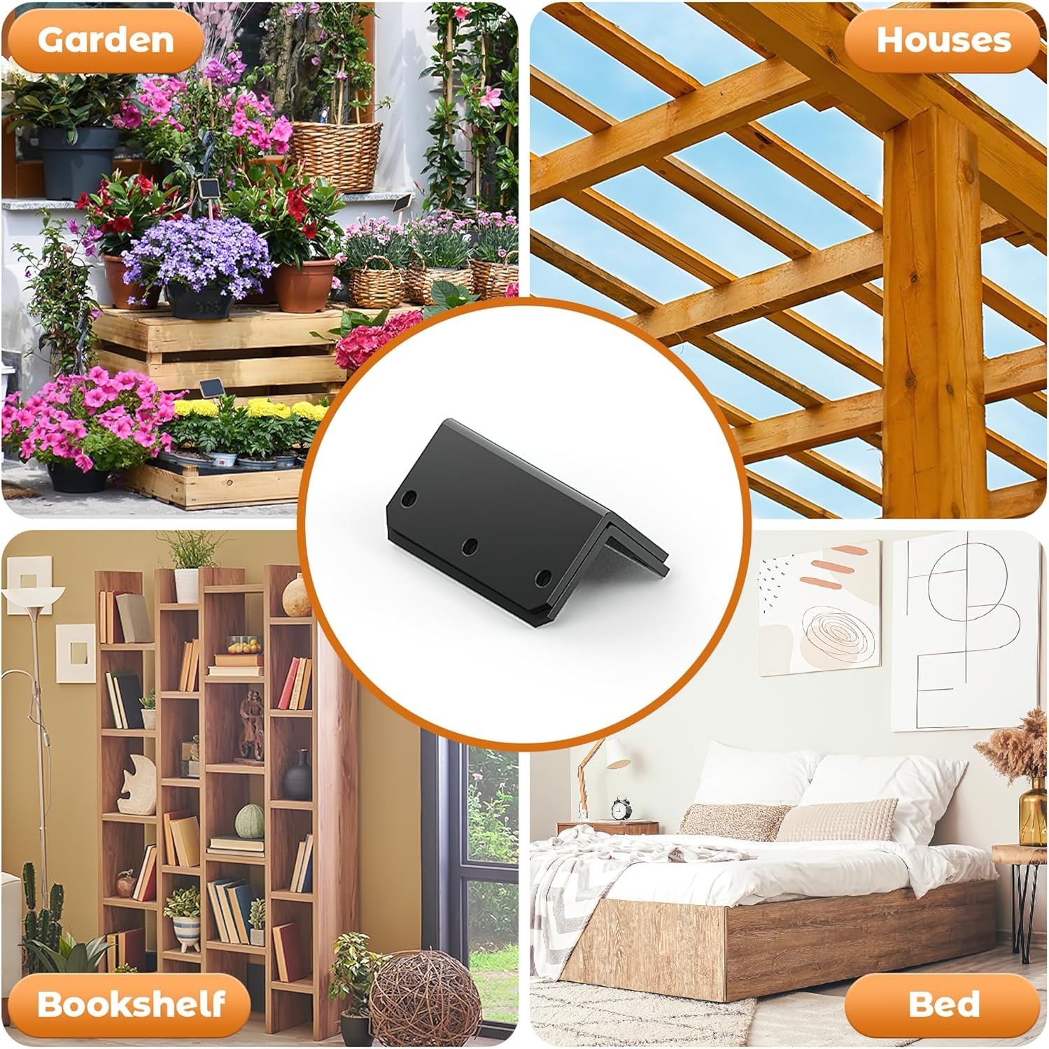 4"x2"x2" Heavy Duty Black L Brackets (2 Pack) - 90 Degree Right Angle Metal C...