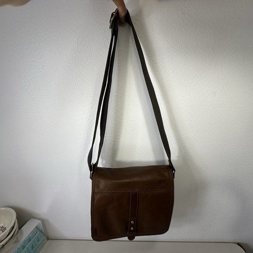 Vintage FOSSIL Travis City Crossbody Messenger Bag Brown Leather/canvas Strap - Picture 22 of 24