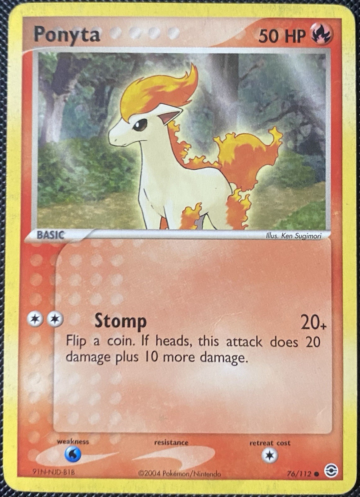 Ponyta 76/112 FireRed & LeafGreen Regular *DAMAGED* Pokémon Card