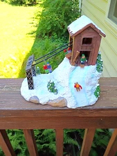 St. Nicholas Square SKI LIFT Animated Motion Christmas Village Lodge 