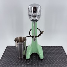 Vintage Hamilton Beach Model 30 Milkshake Maker Drink Mixer Mint Green Chrome
