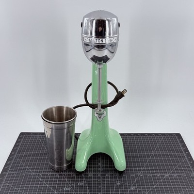 Vintage Hamilton Beach Model 30 Milkshake Maker Drink Mixer Mint Green Chrome