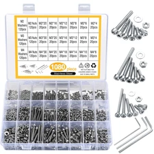 1080pcs Screws Bolts and Nuts and Washers Assortment Set Metric M4 M3 M2 Stai...