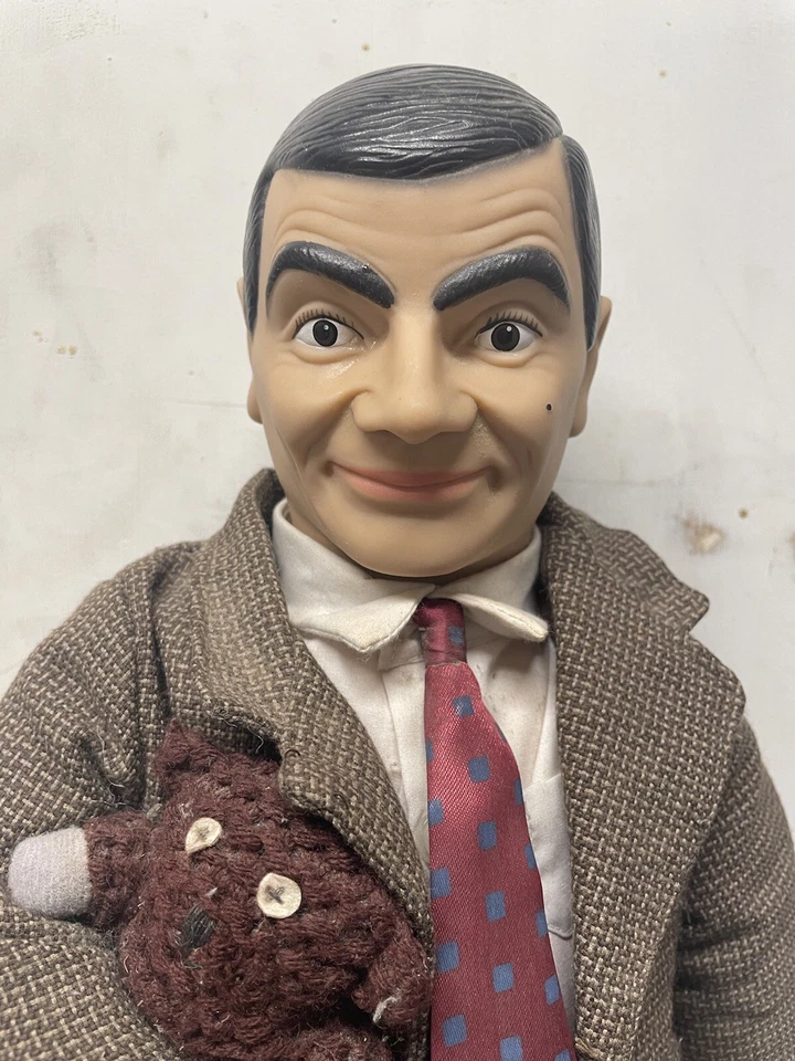 Muñeca Mr. Bean Rowan Atkinson con peluche. Sin etiqueta, raro vintage 1997 Foto 2 de 4