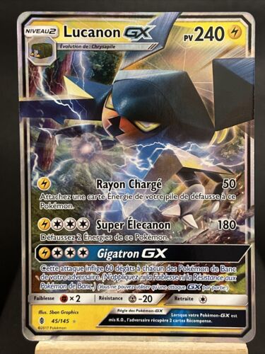 Pokemon Card Lucanon GX 45/145 Rare Holo French Guardians Rising Exc To NM - Picture 1 of 2