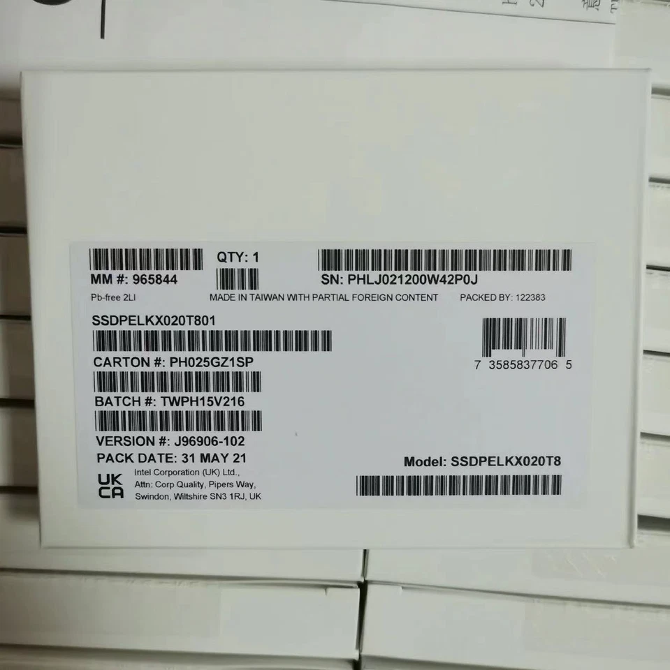 2TB INTEL SSD Series DC P4511 22*110 M.2 SSDPELKX020T8 Solid State Drive 1.95PBW - Image 3 of 4