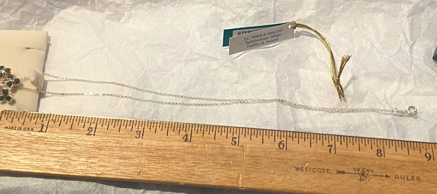 Sterling Silver Tree with Connemara Marble 3 Leaf Clovers J.C. Walsh & Sons NEW