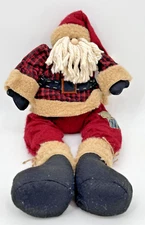 Vintage Hand Crafted Plush Primitive Folk Art Santa Mop Beard Shelf Sitter