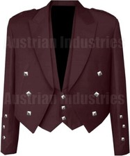 Men's Scottish Brown Prince Charlie Kilt Jackets With Vest Handmade Kilt Jacket