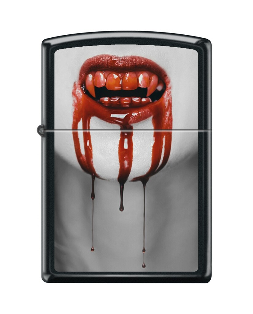 Zippo 82298 vampire mouth blood drip lips red teeth black ma