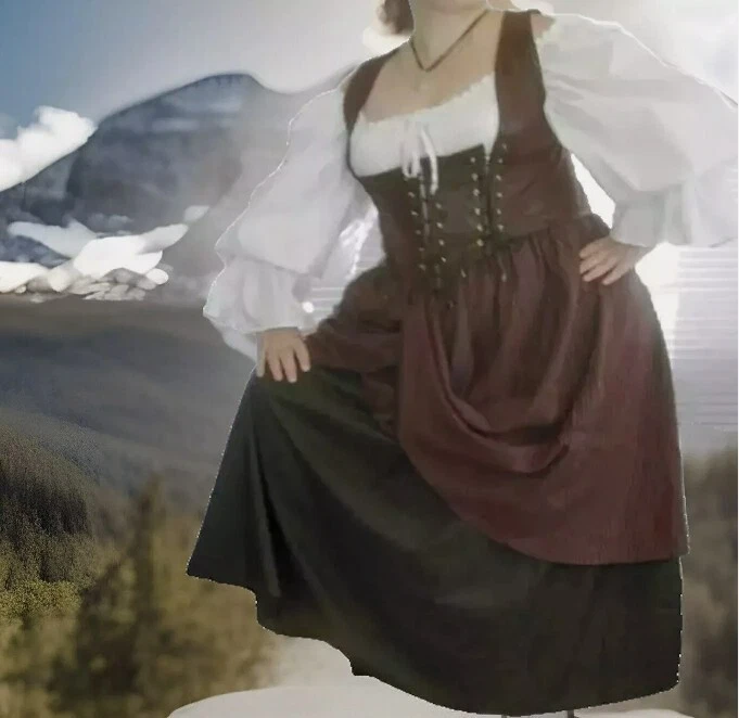 Overskirt, Underskirt, high low skirt, Medieval RenFaire LARP SCA sz 8-28W - Image 2 of 4