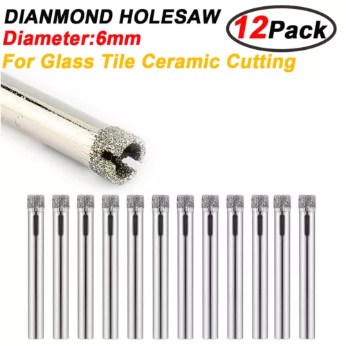 12x Diamantbohrer 6mm Hohlbohrer Lochsäge Bohrkrone Glasbohrer Fliesenbohrer - Bild 1 von 7