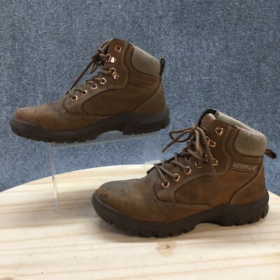 CAT Caterpillar Work Boots Womens 6.5 W Brown Leather Steel Toe