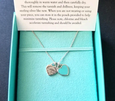 Rare Vintage Tiffany & Co Sterling Silver 925 Blue Enamel Heart