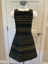 Alice + Olivia Black & Gold Textured Striped Sleeveless Dress, Size 2 (US)