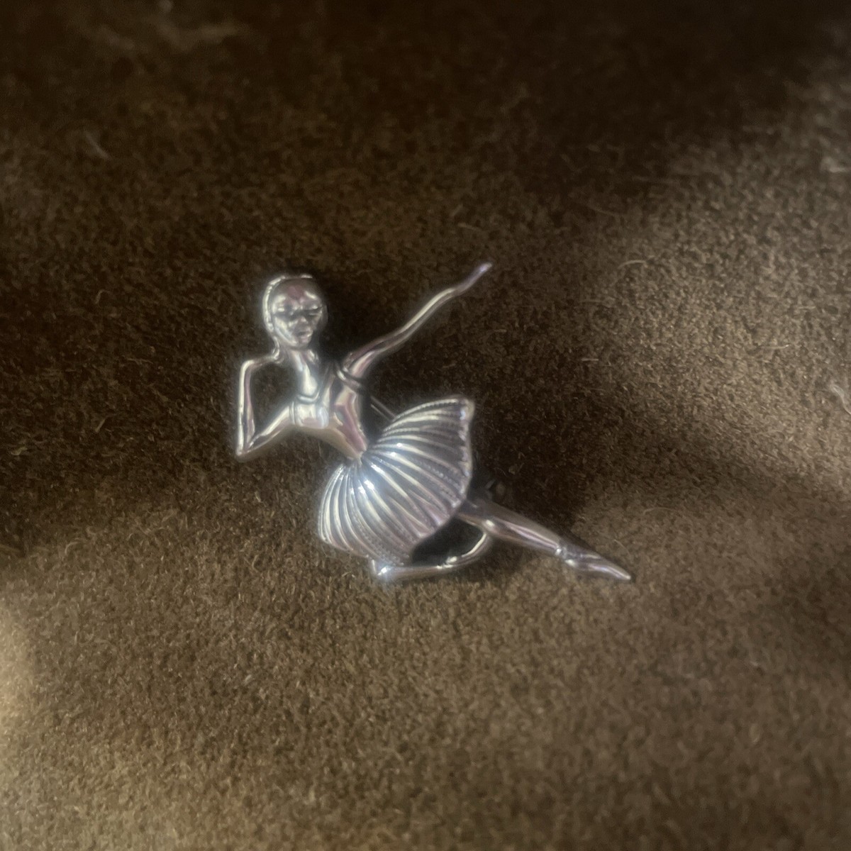 Vtg 925 Sterling Silver Antique Art Deco Ballerina Pin Brooch Dancer Tutu