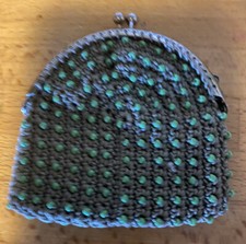 Vintage Hand beaded Coin Purse , Change purse, Hand made , Green