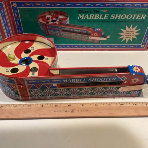 Schylling Classic Tin Marble Shooter Game Reproduction With Extra Marbles Box - Picture 6 of 8