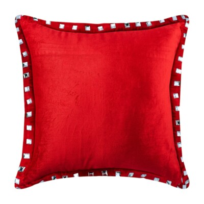Decorative Pillow Case Red 16''x16'', Room Decor velvet - Red Crystal Palace