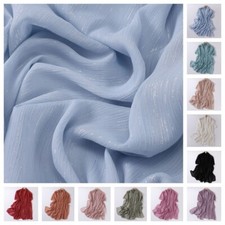 Chiffon Silver Pleated Long Scarf Muslim Women Headscarves Shawls Wraps Hijab