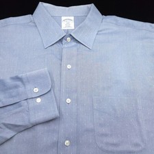 BROOKS BROTHERS DRESS SHIRT -18 36/37 BLUE PINPOINT OXFORD GOOSE DOT REGENT SLIM