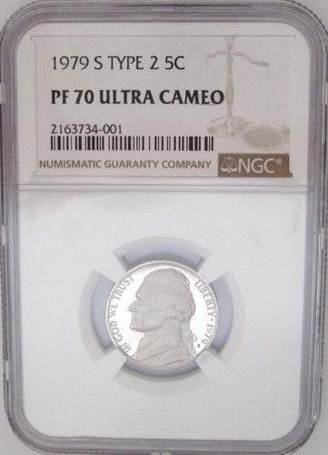 1979-S Type 2 Jefferson Nickel Ngc Pf70 Ultra Cameo = Scarce & Rare Book $700