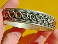 EXTREMELY RARE ANCIENT BYZANTINE SILVERED BRACELET ARTIFACT STUNNING...