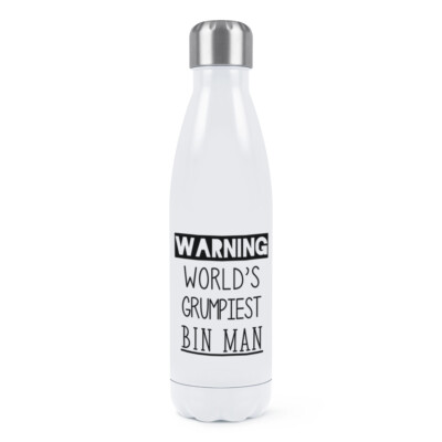 Warning World's Grumpiest Bin Man Doppelwandige Wasserflasche Awesome Best Dustman