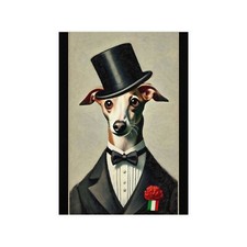 Whimsical Dog Portrait Poster, Elegant Dog Art Print, Unique Wall Art