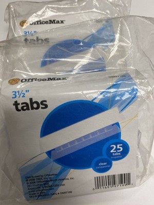 Office Max Insertable Plastic Tabs, 1/3 Tab, 3 1/2 Inch, Clear Tab, 25/pk Qty 4