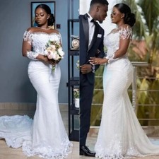 Luxury Mermaid Wedding Dresses O-Neck Sulfur Sleeves Lace Appliques Bridal Gowns