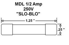2 ea, MDL 1/2 Amp 250V Glass Fuse Slow Blow Time Delay, Slo-Blo, 1/2A 250 Volt