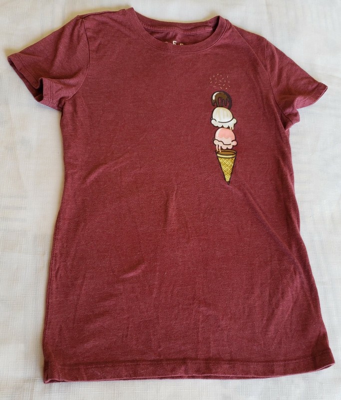 Girls Maroon Ice Cream Cone Free State Short Sleeve Shirt size Medium