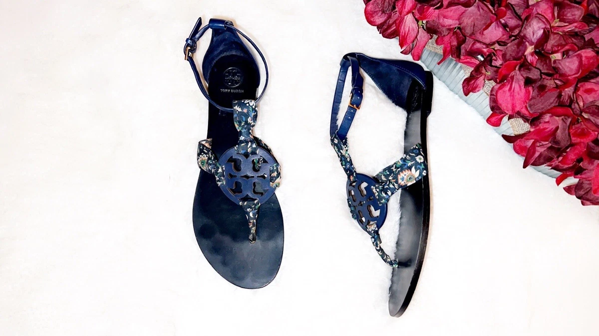 TORY BURCH Miller Scarf Sandal in Navy SZ 11 eBay