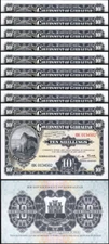 Gibraltar 10 Shillings / 50 pence 1934 - 2018, UNC, 10 Pcs LOT, P-41, Comm.