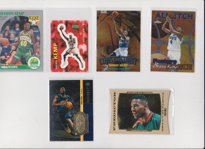 SHAWN KEMP 16 CARDS/STICKERS LOT, HOOPS RC. & UD DIE CUT & SPX #943/5000 & MORE!