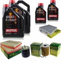 MANN-FILTER Inspektionspaket 12L Motul 5W-30 8100 X-Clean+ FüR Mercedes E-Klasse