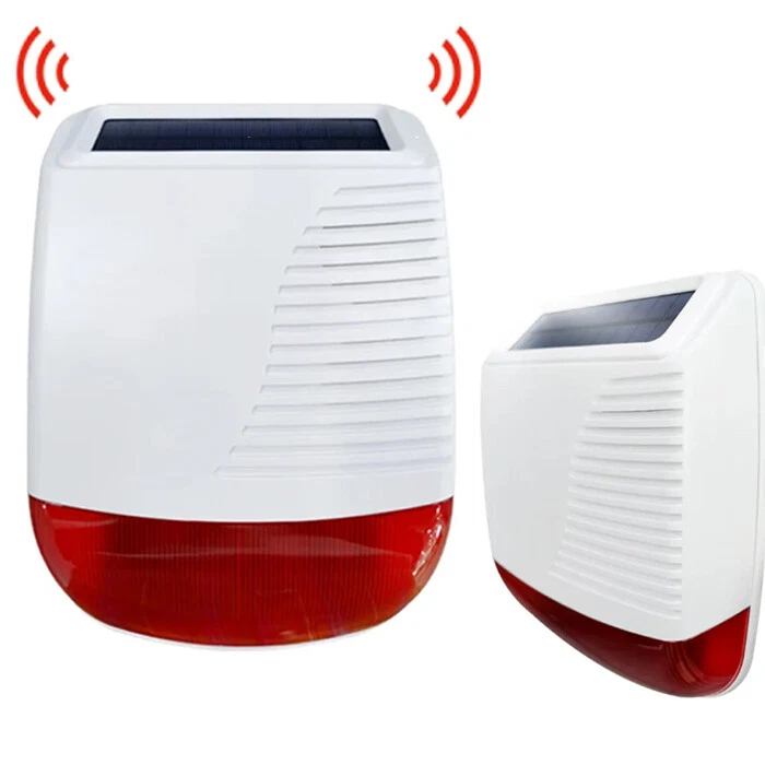 Sirena Solare Esterno Wireless 433MHz Allarme Antifurto Casa acustica con led