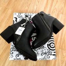 NEW Women Ankle High Block Heel Zip Buckle Grip Shoe Boot Size