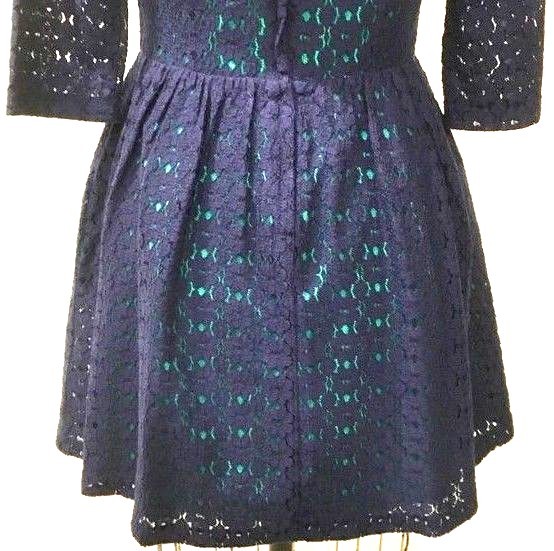 NEW $258 Sz 0 Lilly Pulitzer Dress Alicia Navy Blue & Green Petal Pusher  Lace | eBay