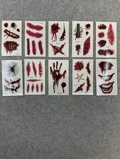 10 Sheet Halloween Temporary Tattoo Stickers Fake Blood Wound Scar Costume Props