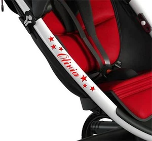 PERSONALISED PUSHCHAIR STICKERS + STARS Bébé Pram Buggy Poussette Solo Quinny 3D