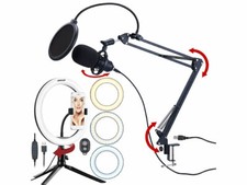 Microphone à condensateur professionnel avec filtre anti-pop et anneau LED - Au