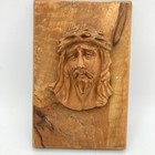 Jesus Face Hand Carved Olive Wood Wall Hanging Plaque Christian Vintage Rare