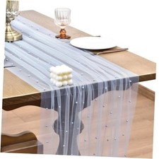Fall Pearl Table Runner 10ft Rustic Boho Tulle Table Runner 10ft 4-Pack Blue