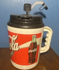 VINTAGE Coca Cola Jumbo Travel Thermos Insulated 64oz Coke Mug Handle Betras USA