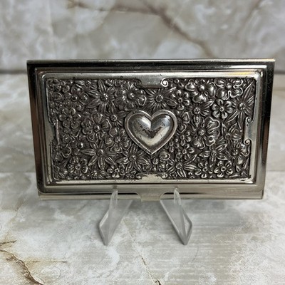 Brighton Business Card Holder Field of Hearts Flowers Floral Compact VTG