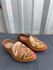 Vintage Dutch Wooden Shoes   Hand-Painted, Traditional Holland Souvenir Pair